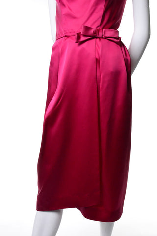 1960s Raspberry Pink Satin Vintage Dress