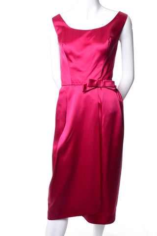 Sue Leslie 1960s Raspberry Pink Satin Cocktail Dress