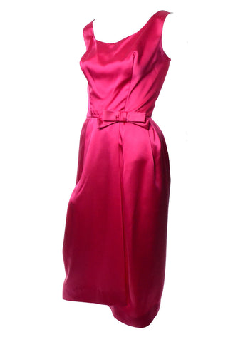 1960s Raspberry Pink Satin Cocktail Dress