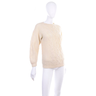 1990s Susan Bristol Cream Wool Fisherman Sweater