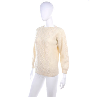1990s Susan Bristol Cream Wool Fisherman Sweater