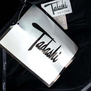 Tadashi vintage Black Bodycon Dress With sheer Mesh w Tadashi Tag attached