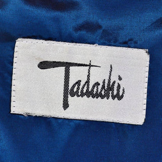 Tadashi Vintage Dress Blue Satin  1980s