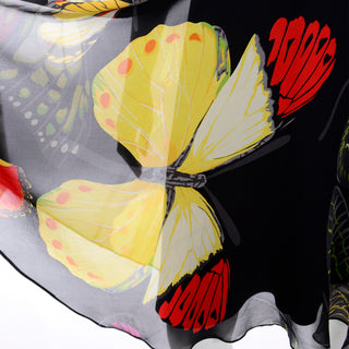 Vintage Tadashi Shoji Butterfly Print Silk Halter Dress 1990s