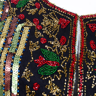 Vintage 1980s Beaded Sequin Colorful Jacket Top beading and sequins