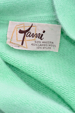 Tami 60s Green Angora Wool Vintage Sweater 