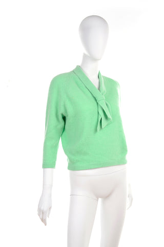 60s Tami 1960s Green Angora Wool Vintage Sweater 