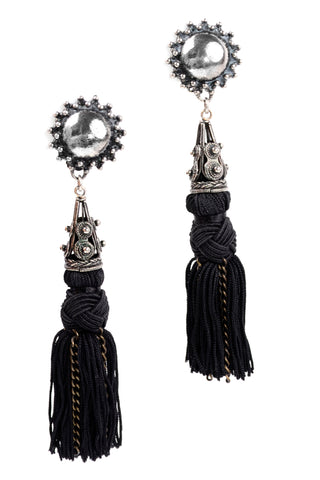 Vintage Heidi Daus Long Black Tassel Earrings