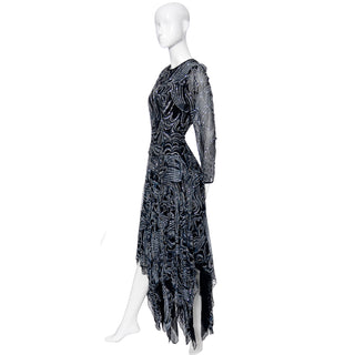 Terence Nolder London vintage 1980s Evening Dress in Blue and Black Sparkle