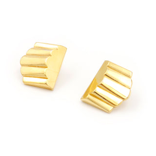 1980s Yves Saint Laurent Vintage Gold Ribbed Pierced Earrings 