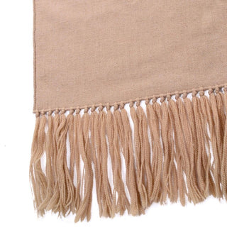 Vintage camel tan wool scarf with tassels