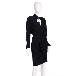 Vintage 1980s Thierry Mugler Black Lightning Bolt Cutout Dress