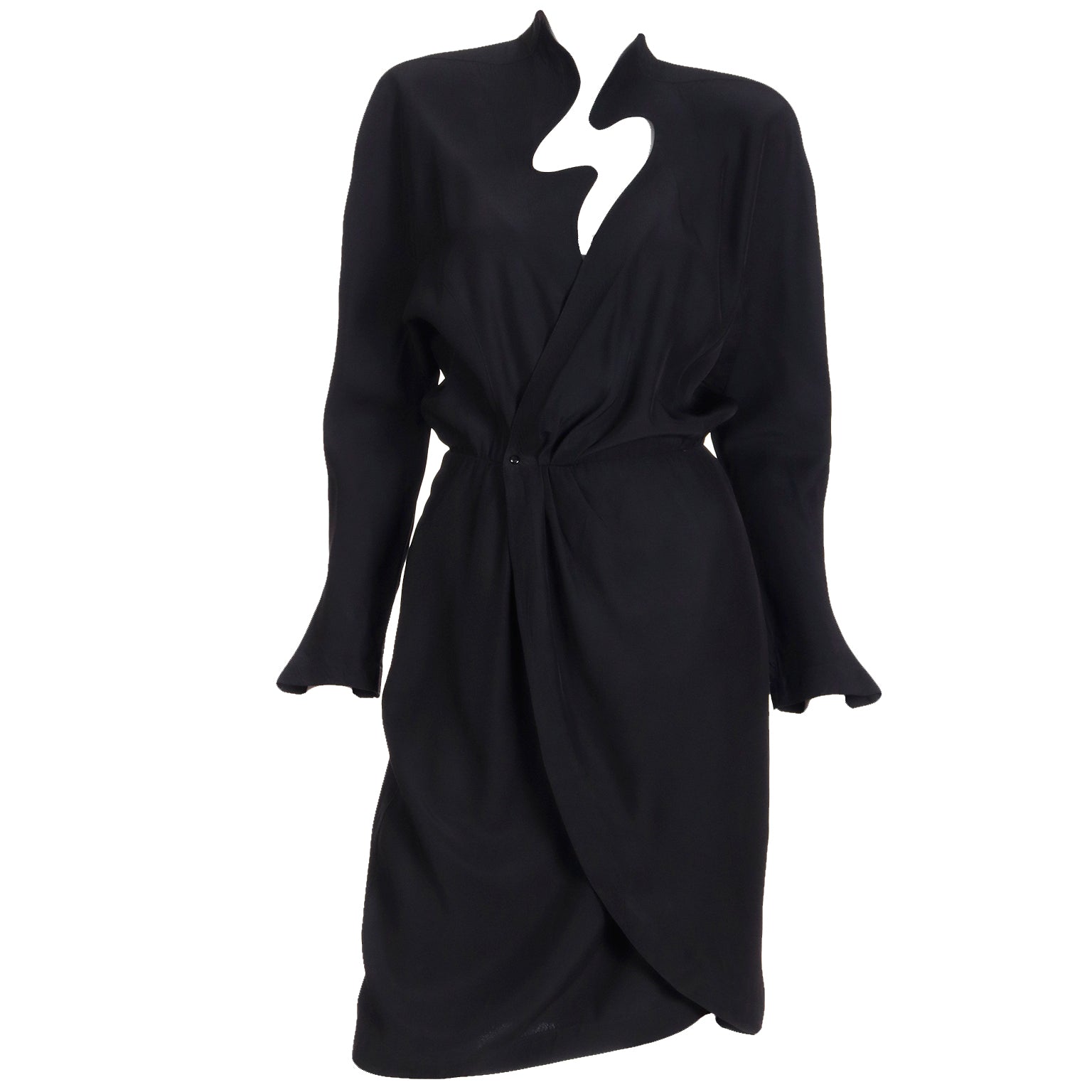 Thierry Mugler Vintage Black Lightning Bolt Cutout Iconic Dress Modig Thierry Mugler Vintage Black Lightning Bolt Cutout Iconic Dress Modig