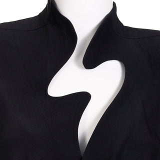 1980s Thierry Mugler Vintage Black Iconic Lightning Bolt Cutout Dress