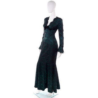 Vintage Thierry Mugler Lace Trumpet Evening Gown