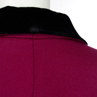 Thierry Mugler Vintage Magenta Pink Princess Coat w Black Velvet Trim sz 12