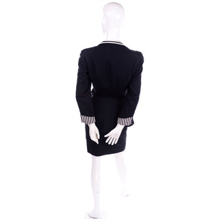 Vintage Thierry Mugler Black Cotton Pique Peplum Jacket & Skirt suit With Bows