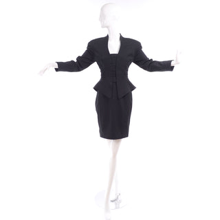 Vintage Thierry Mugler black wool skirt suit