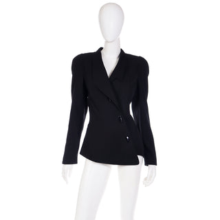 1990s Deadstock Thierry Mugler Activ Asymmetrical Black Blazer Jacket with tags
