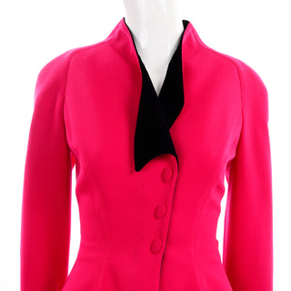 80s Vintage Thierry Mugler Paris Skirt Jacket Suit in Red