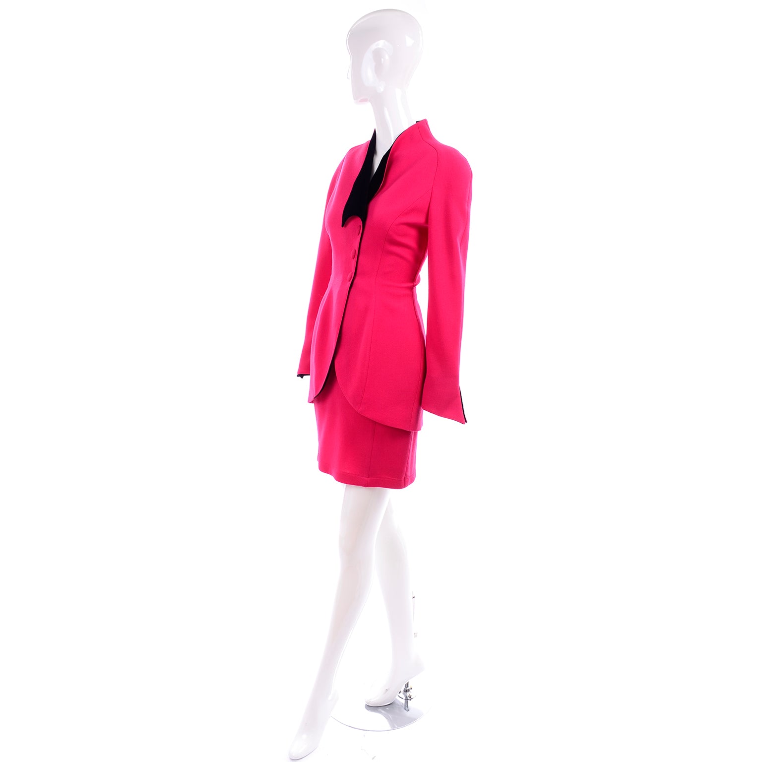 Thierry Mugler Vintage Piece Strawberry Red Skirt Jacket Suit