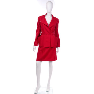 Thierry Mugler Paris Vintage Red Skirt and Jacket Suit Pencil skirt
