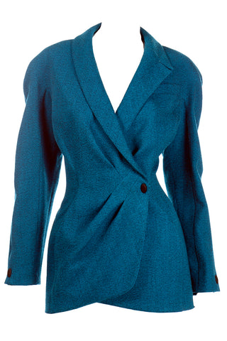Thierry Mugler Vintage Blue Green Teal Wool Jacket