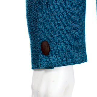 Thierry Mugler Vintage Blue Green Teal Wool Jacket sz large