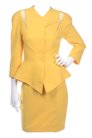1980s Thierry Mugler Cutout Yellow Skirt Suit