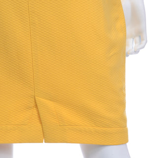 1980s Thierry Mugler Paris Vintage Yellow Skirt & Peplum Blazer Suit W/ Cutwork