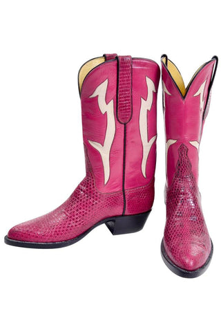Pink Leather and Snakeskin Cowgirl Boots