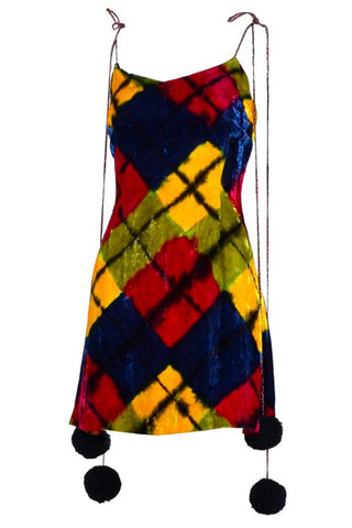 Todd Oldham Fall/Winter 1994/1995 Velvet Argyle Mini Dress