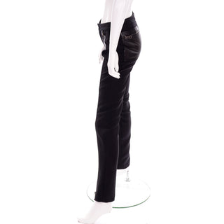 Tom Ford for Gucci Fall Winter 2001 Black Leather Trimmed Zipper Runway Pants