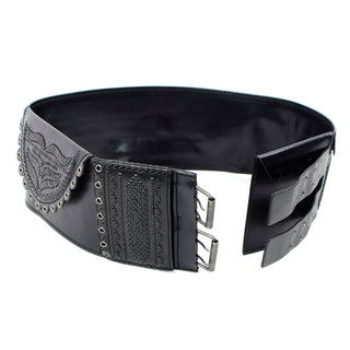 F/W 2001 Tom Ford for Yves Saint Laurent Wide Black Leather  Belt