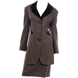 Tomasz Starzewski Vintage Equestrian Style Brown Jacket And Skirt Suit