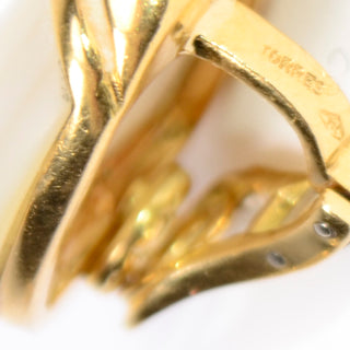 Vintage 18k Gold Torres 750 Mother of Pearl Gemstone Earrings