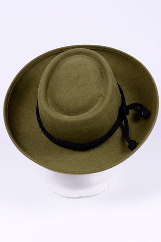 Olive Green Felted Wool Boater Hat