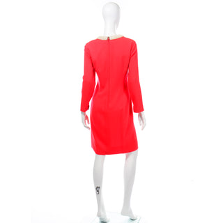 Vintage Travilla Red Evening Dress w Jewel Rhinestone & Pearl Collar