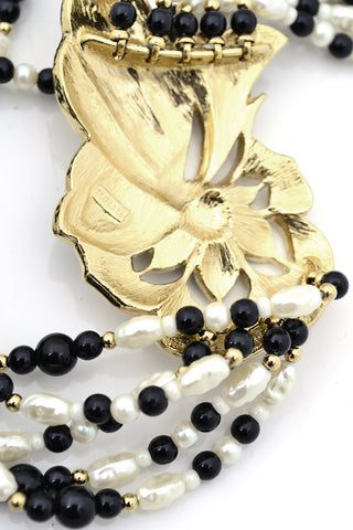 Trifari Pearl Enamel Vintage Necklace Earrings Set