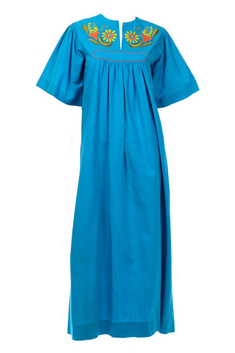 1960s Vintage Embroidered La Casa de Josefa Blue Maxi Dress – Modig 1960s Vintage Embroidered La Casa de Josefa Blue Maxi Dress – Modig