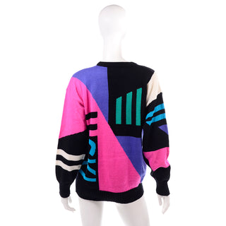 1980s Tyrolia Novelty "SKI" Abstract Oversized Wool Sweater Size Medium