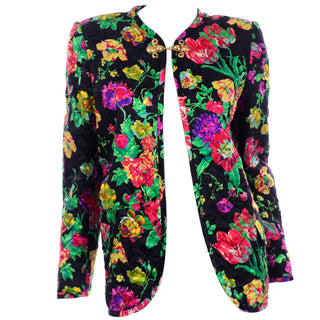 Emanuel Ungaro Deadstock Vintage Quilted Floral Silk Jacket