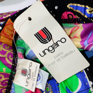 1990s Vintage Ungaro Paris Deadstock Leggings in Bold Colorful Abstract Graphic Print 