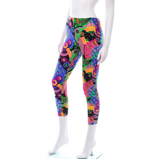 1990s Vintage Ungaro Deadstock Leggings in Bold Colorful Abstract Graphic Print Pants