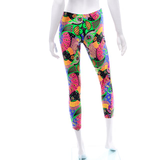 1990s Vintage Ungaro Deadstock Leggings in Bold Colorful Abstract Graphic Print stretch pants