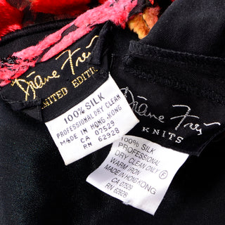 Diane Freis Vintage 2Pc Black Silk Jersey Dress & Pants Outfit w Burnout Velvet 100% ailk