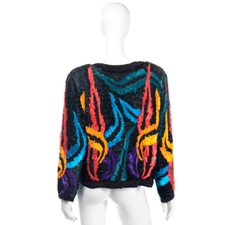 1980s Colorful Beaded Silk Jacket With Unique Pleated Details 10/12