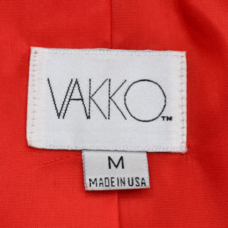 Luxurious 1980s Vakko Red Orange Leather Coat M