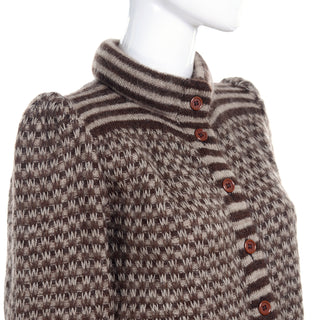 Valentino Attributed Brown & Cream Patterned Vintage Wool Sweater