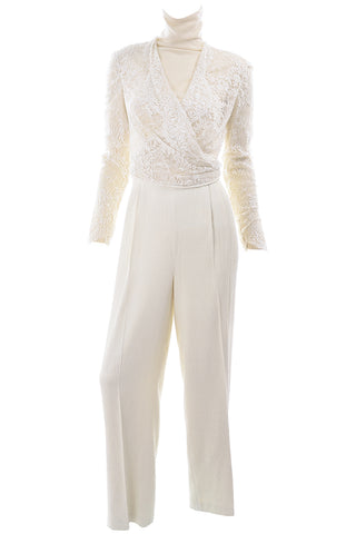 Valentino vintage pantsuit with cream lace top